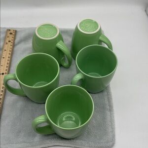 Vintage Corelle Stoneware Pastel Green Coffee Mugs 8oz. Set of 5 cups